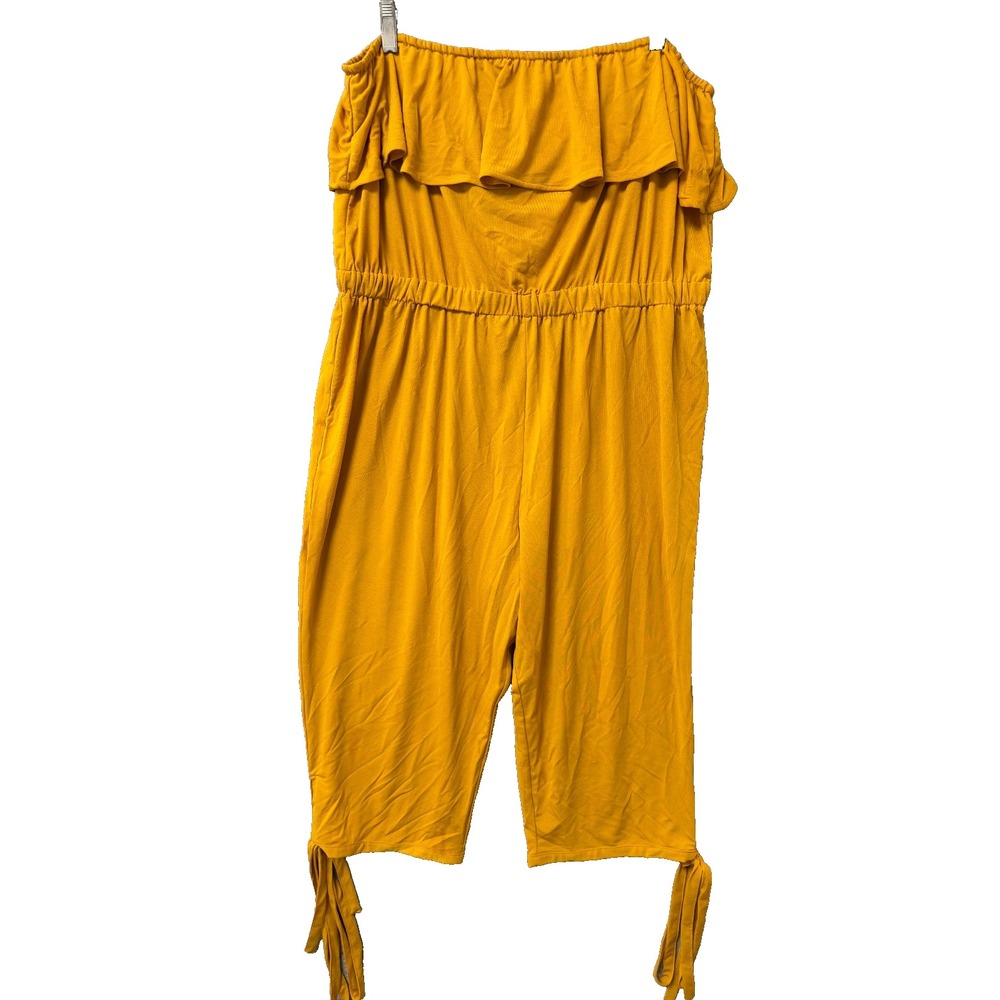 Fashion Nova Women's Capri Strapless Jumpsuit Yellow Size 3X